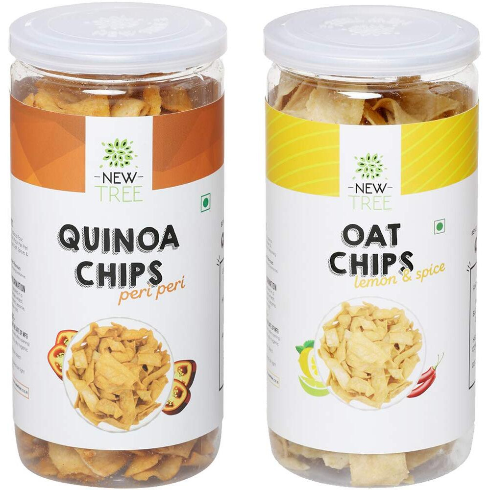 New Tree Healthy Snack Combo || Quinoa Chips Peri Peri 225Gm || Quinoa Chips Lemon & Spice 225gm || Combo Pack of 2 || Combined Weight 450gm || Gluten Free Snacks
