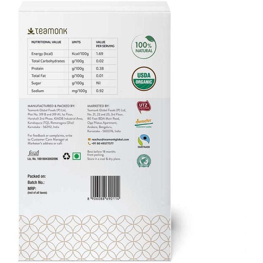 Teamonk - Tapas Oolong Tea Leaves 200g (Makes 100 Cups) | USDA Certified Organic Darjeeling Tea | Pure and Herbal Tea | Promotes Overall Wellbeing | No Oils, Artificial Aroma, or Taste Enhancers