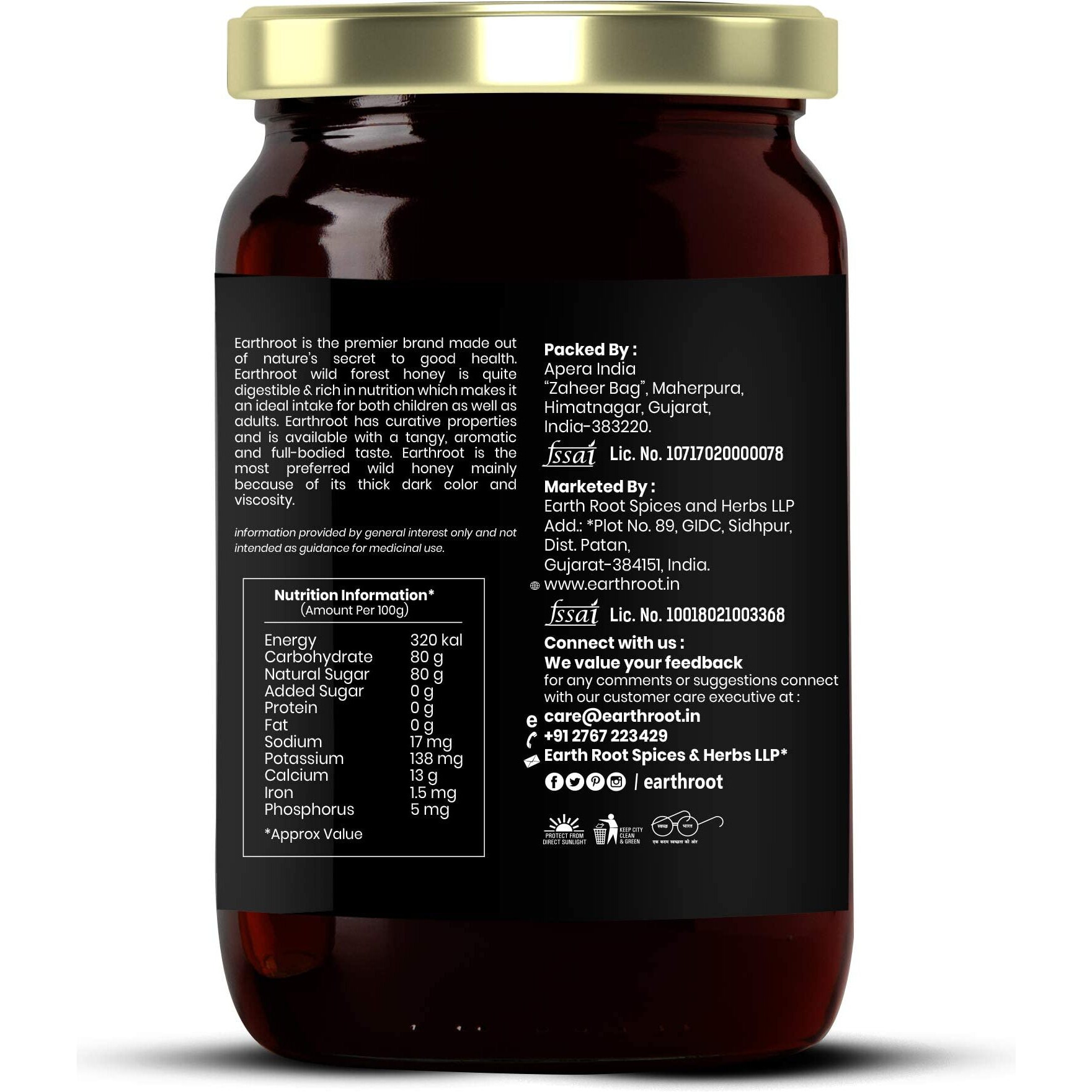 EarthRoot Wild Forest Honey,500g (Pack of 1) Pure and Natural | Unpasteurized Honey | Natural sweetener | Rich Source of Anti Oxidants