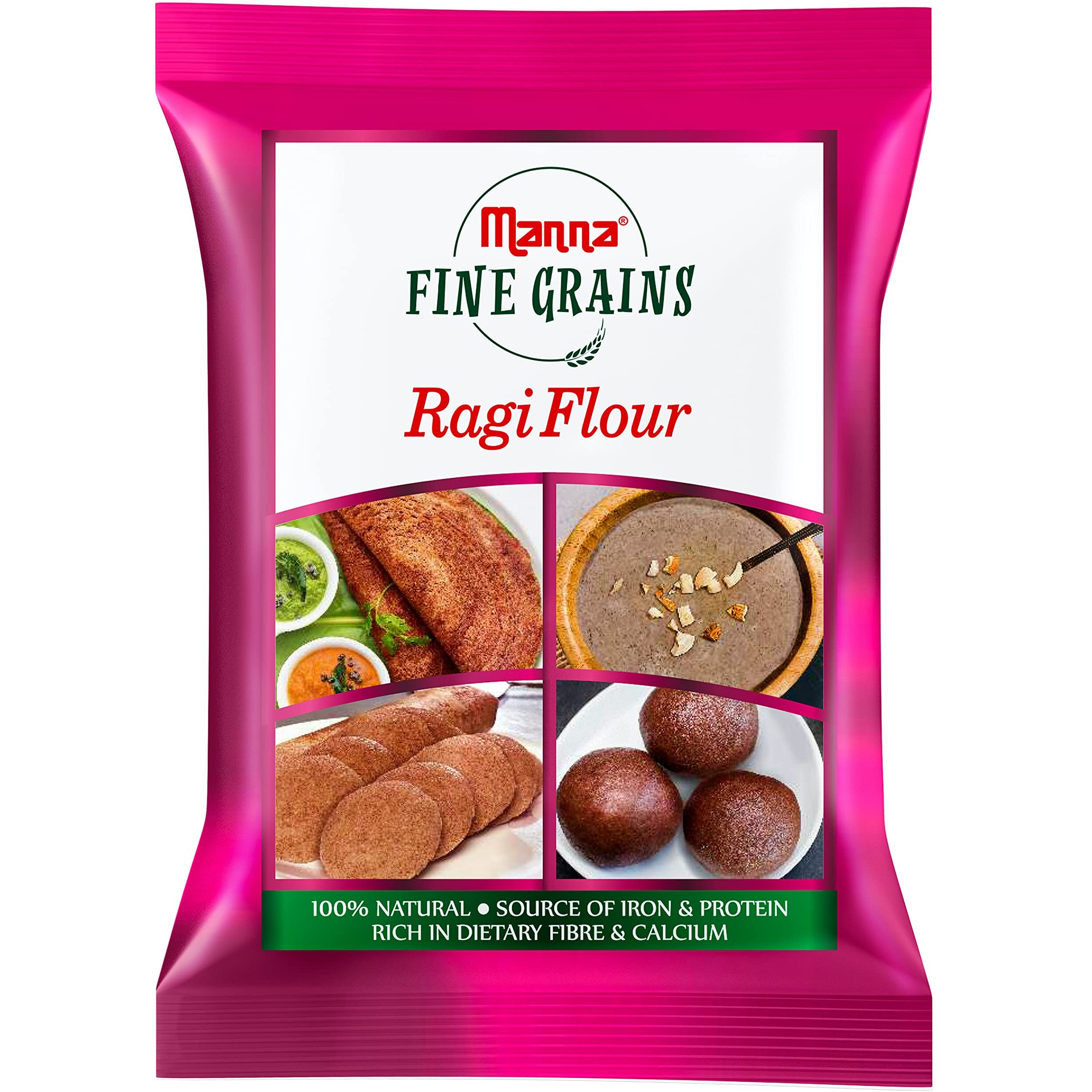 Manna Ragi Flour, 1kg | 100% Natural Finger Millet Flour | Nachni Atta | Kelvaragu Flour | Rich in Calcium & Protein