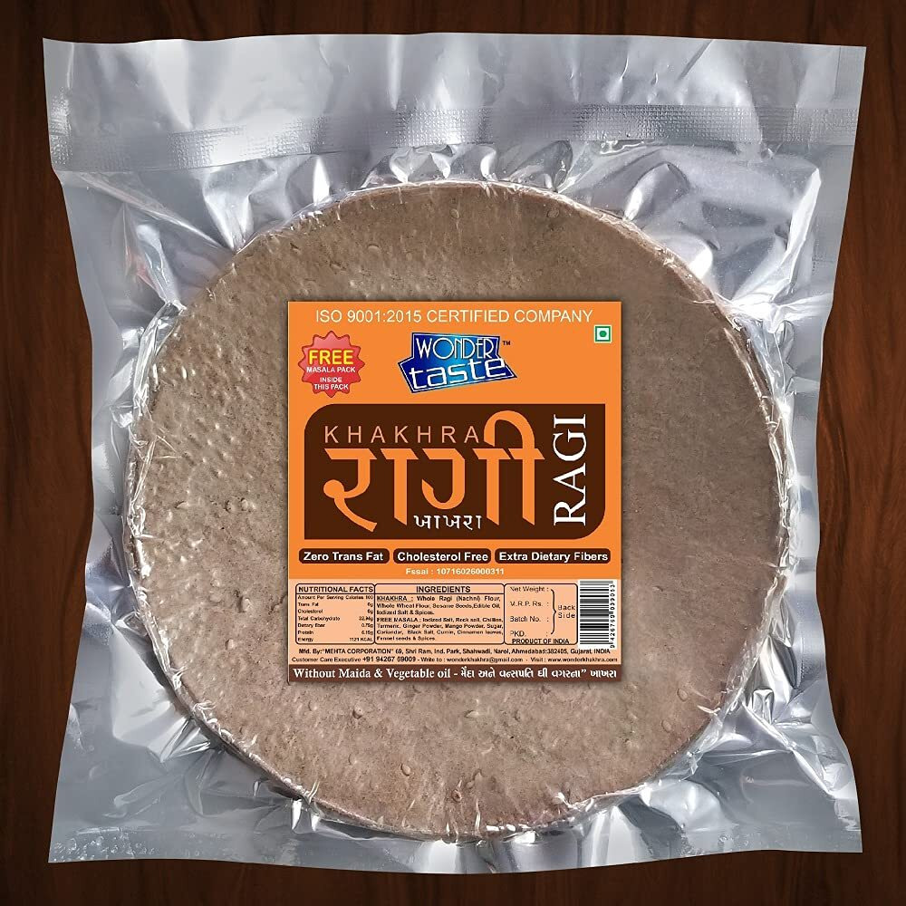 WONDER TASTE Combo of Ragi, Oats, Barley and Bajra Methi Khakhra Pack of 4 (200g Each) | Super Healthy Diet Low Calorie Snacks | Delicious Roasted Gujarati Bites | Free Masala Packet Inside Free