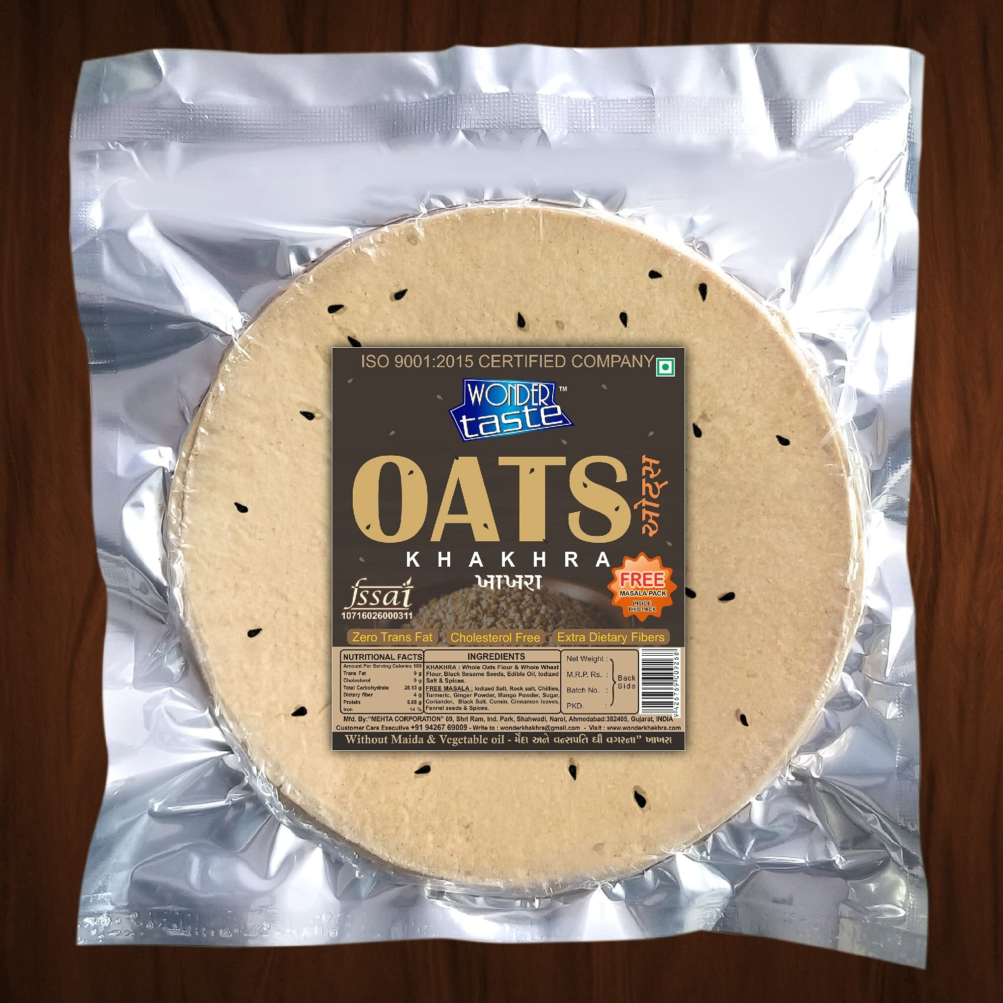 WONDER TASTE Combo of Ragi, Oats, Barley and Bajra Methi Khakhra Pack of 4 (200g Each) | Super Healthy Diet Low Calorie Snacks | Delicious Roasted Gujarati Bites | Free Masala Packet Inside Free