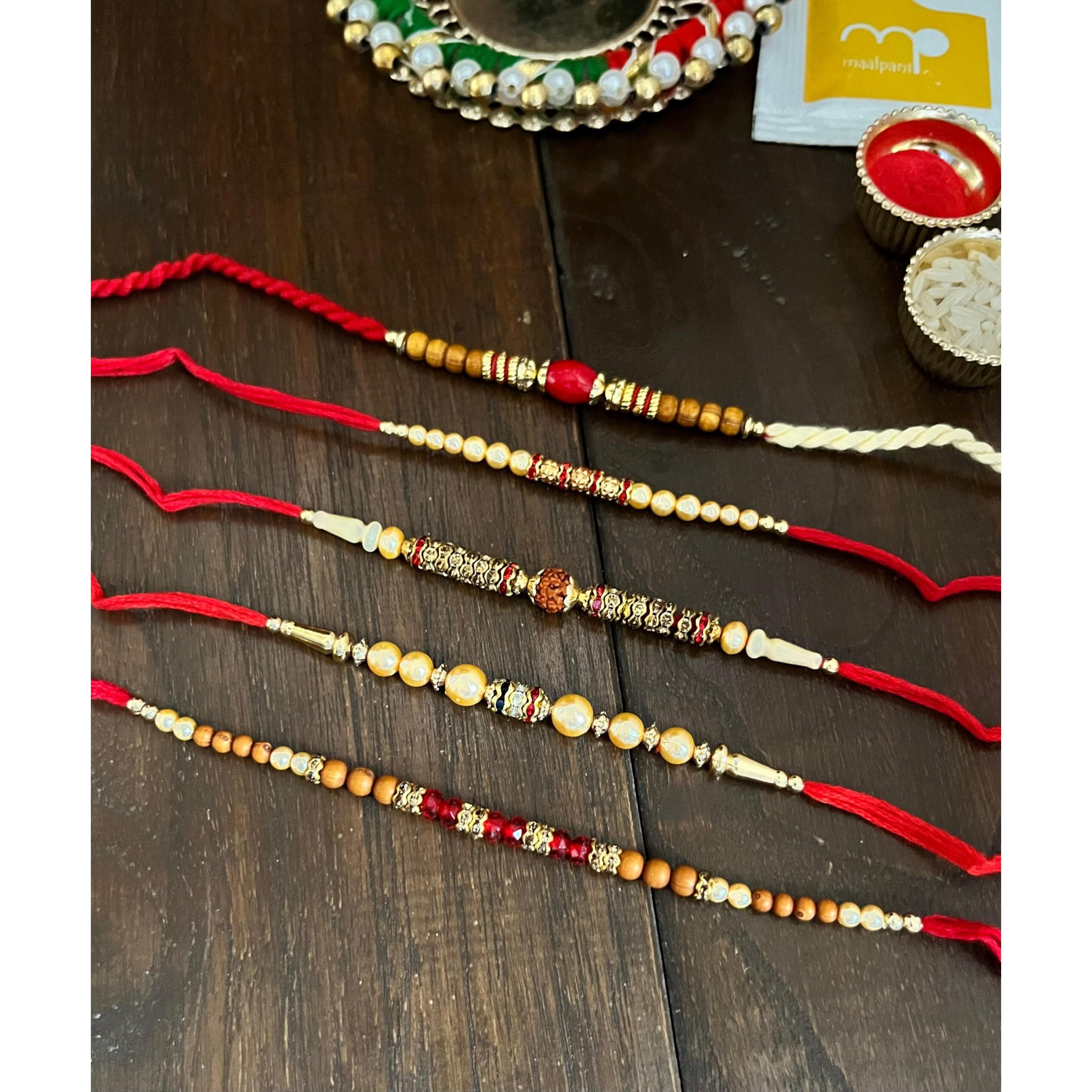 Maalpani Rakhi Chocolate Pack | Rakhi Set Of 5 With Celebration Chocolate Box | D5042C