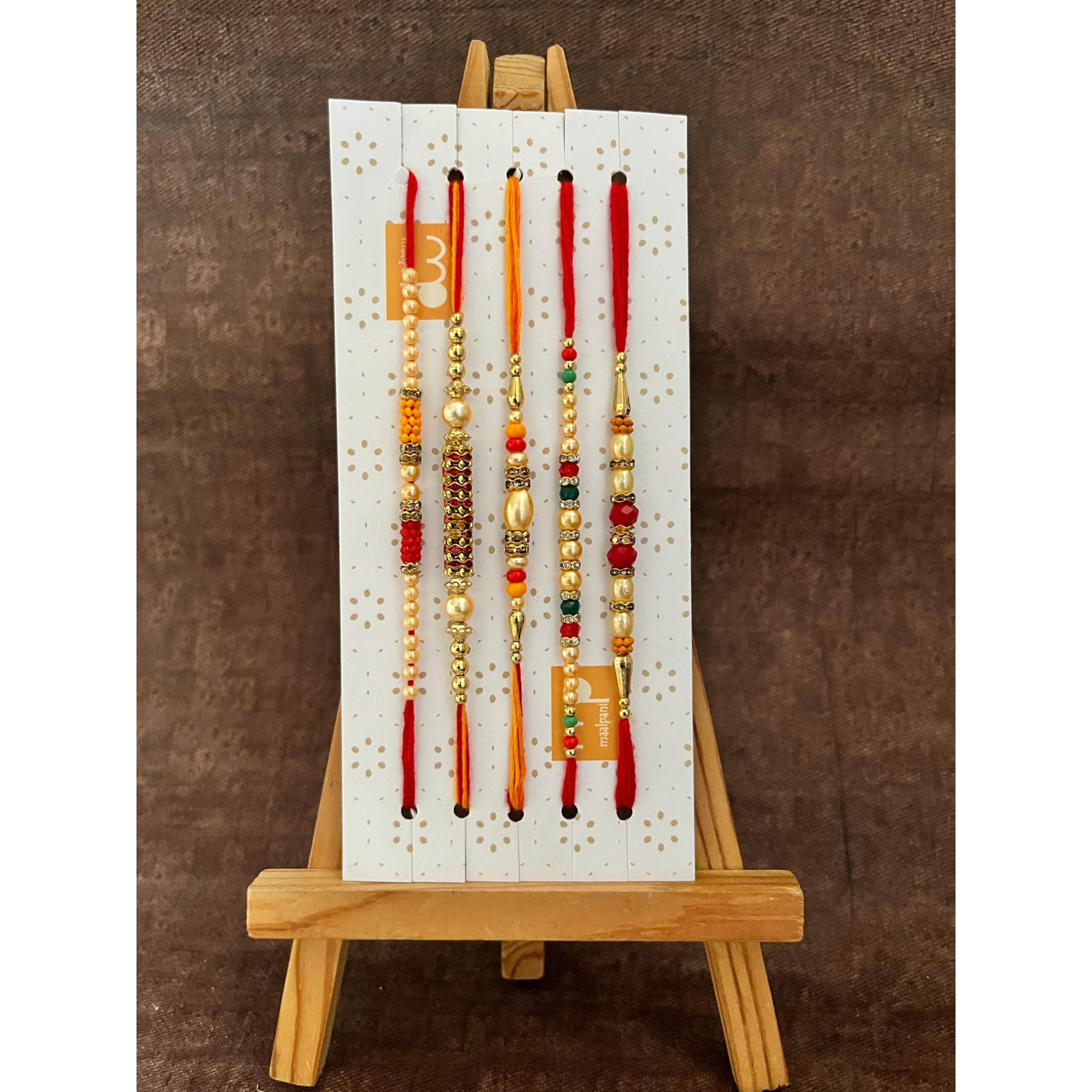 Maalpani Rakhi Dry Fruit Hamper to Brother - Set of 5 Attractive Assorted Rakhi - Dry Fruits 2 Attractive Tin Box