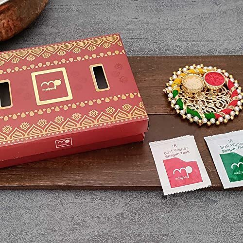 Maalpani Rakhi Kaju Katali Sweets Combo | 3 Rakhi and Sweets with pooja gift for Rakshabandhan | Rakhi with sweets(60gram) Combo for Brother greeting card D30213S