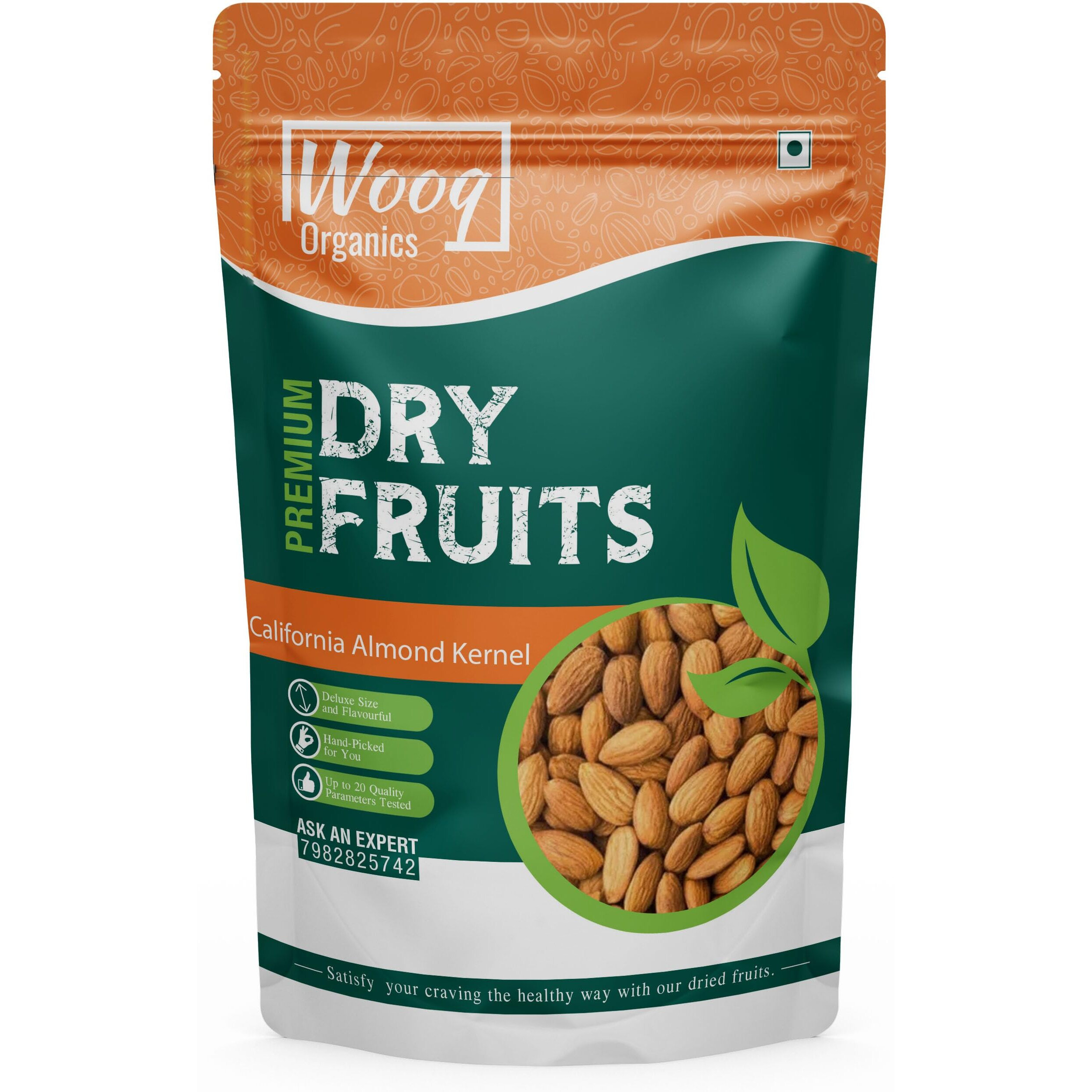 Wooq Organics Premium California Almond Kernel 1Kg, 100% Natural Badam Giri