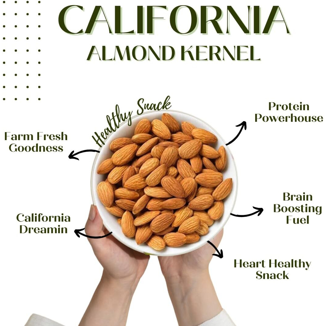 Wooq Organics Premium California Almond Kernel 1Kg, 100% Natural Badam Giri