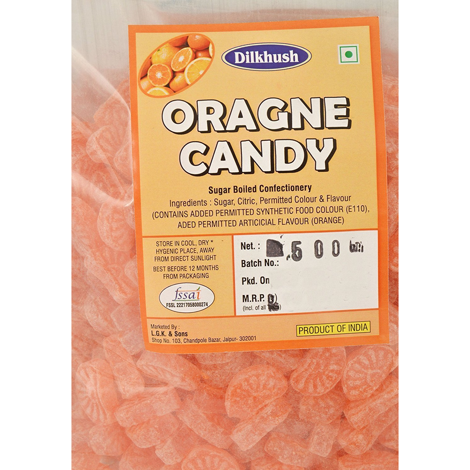 Dilkhush Orange Candy, 500 g