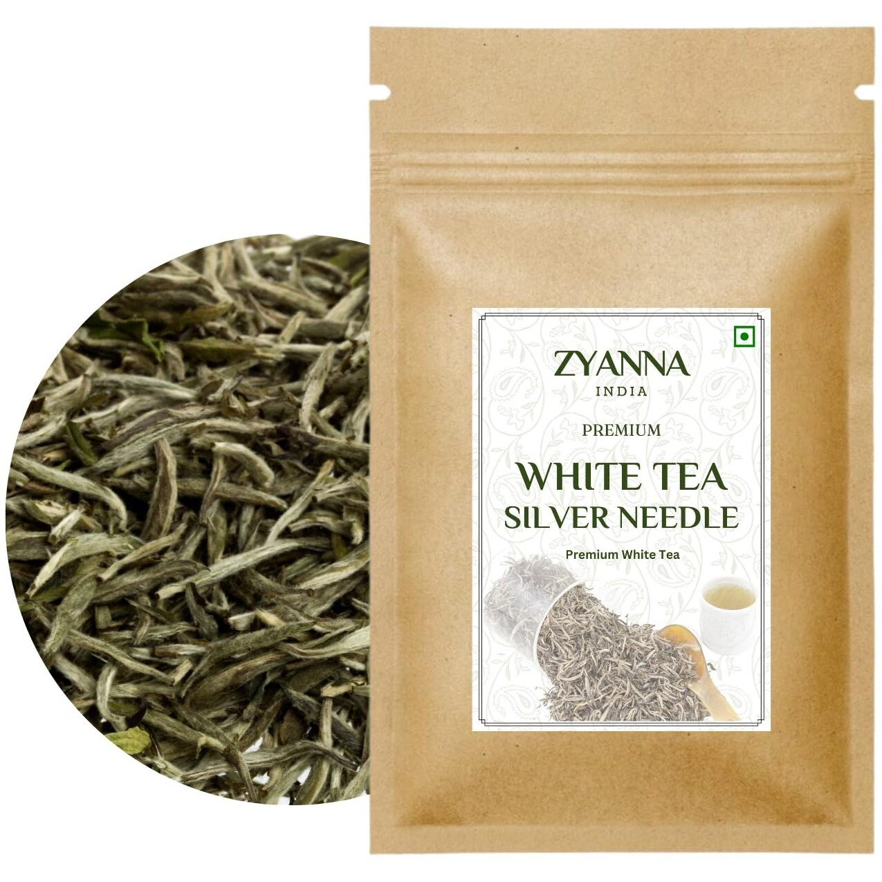 ZYANNA White Tea Silver Needle - Premium Darjeeling White Tea Loose Pack (100Gm - 50Cups)