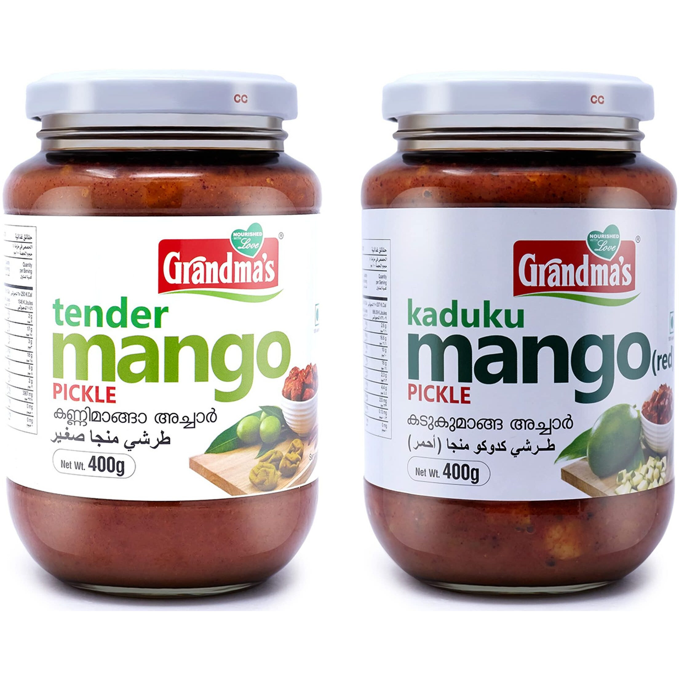 Grandmas Authentic Kerala Style Tender Mango Pickle - Kaduku Mango Pickle Combo | 400g Bottle | Healthy and Tasty Pickle