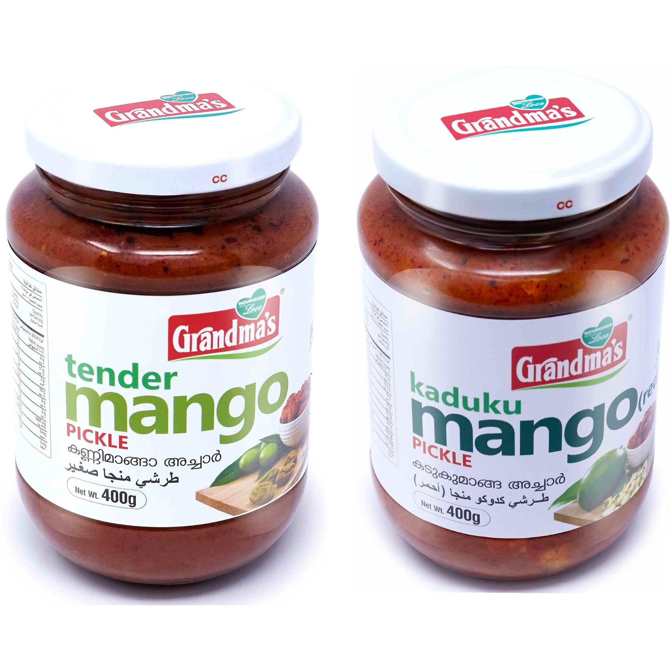 Grandmas Authentic Kerala Style Tender Mango Pickle - Kaduku Mango Pickle Combo | 400g Bottle | Healthy and Tasty Pickle