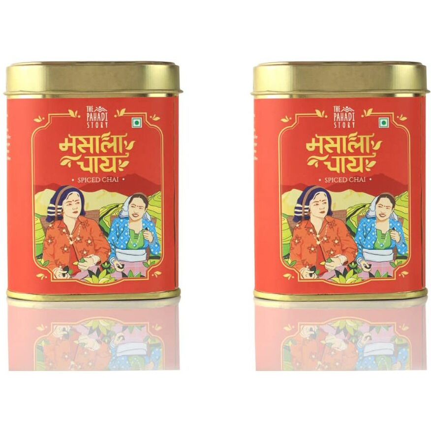 The Pahadi Story Masala Chai 175gm | Pack Of 2 | Loose Leaf | 100% Natural Ingredients | |Aromatic| Premium Assam black CTC blended with royal Indian Spices|
