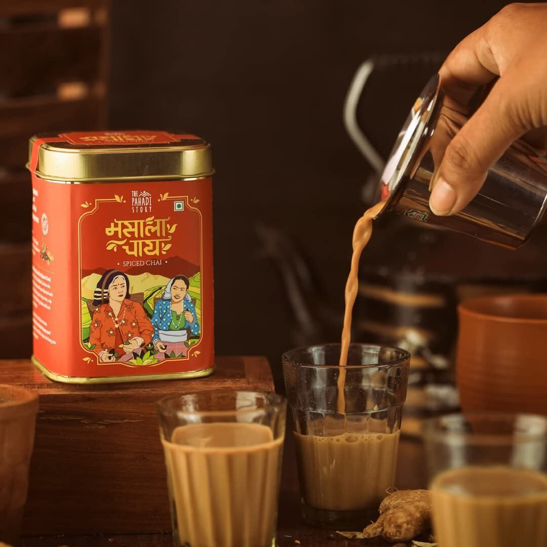 The Pahadi Story Masala Chai 175gm | Pack Of 2 | Loose Leaf | 100% Natural Ingredients | |Aromatic| Premium Assam black CTC blended with royal Indian Spices|