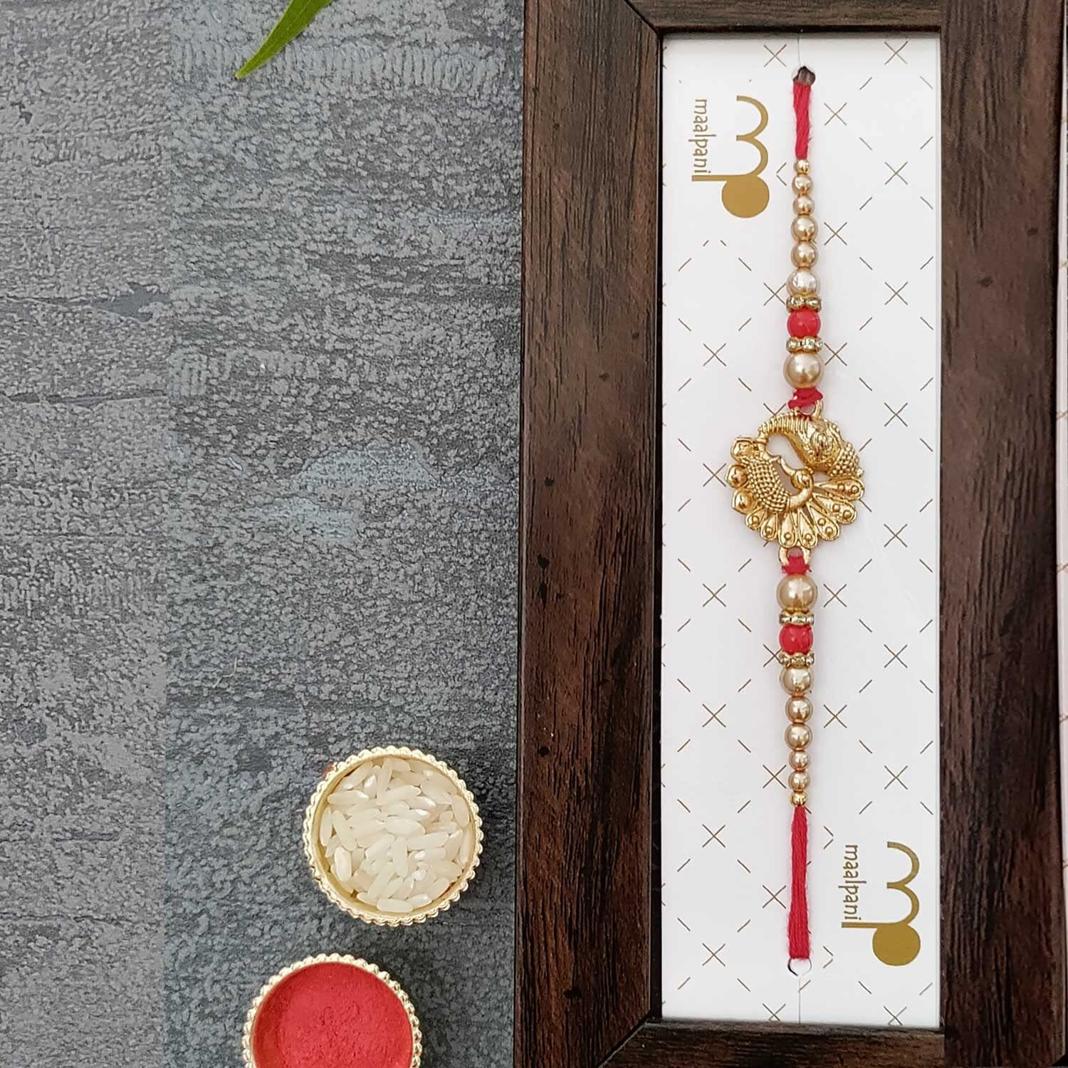 Maalpani Rakhi and Celebration Chocolate for Brother - Premium Bead Rakhi and Diamond - Chocolates