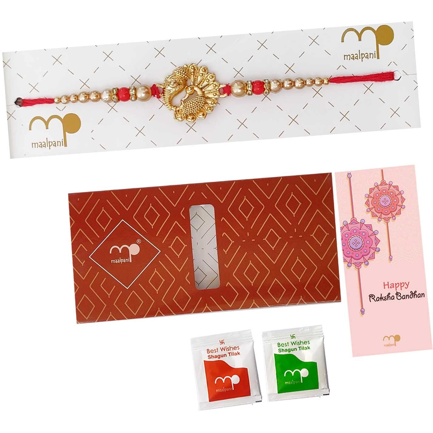 Maalpani Rakhi and Celebration Chocolate for Brother - Premium Bead Rakhi and Diamond - Chocolates