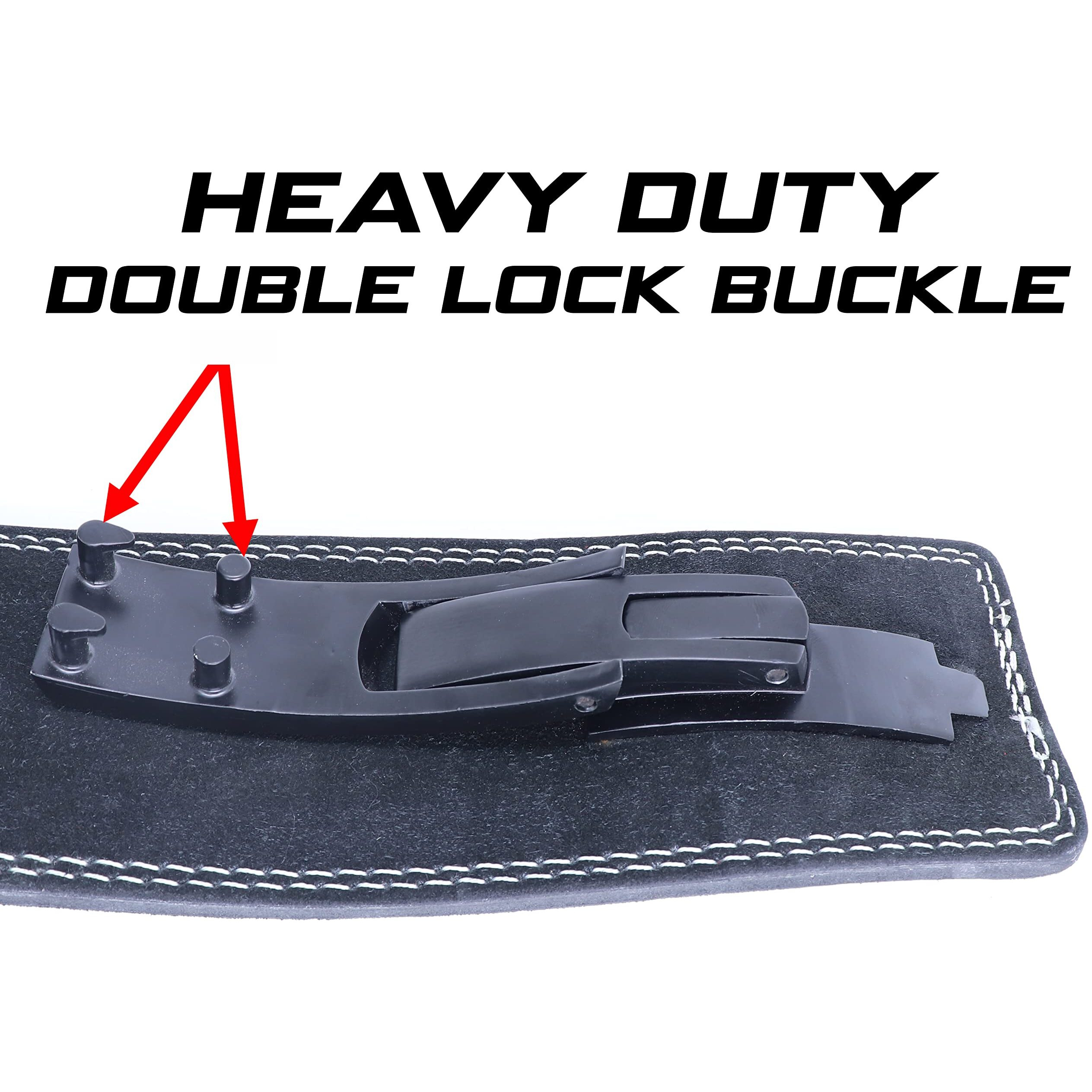 Kobo 10mm Lever Belt Weight Lifting Gym Fitness, Natural Genuine Leather 4 Wide Back Support, 9 Adjustable Holes, Powerlifting Bodybuilding Deadlift Squat Workout Strength Training, Men Women WTB-08