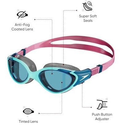Speedo Women s Biofuse 2.0 Tint-Lens Goggles - Blue & Pink