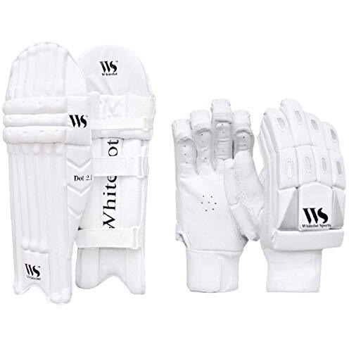 Whitedot Dot 2.1 Combo Cricket Batting Pad with 2.1 Cricket Batting Gloves, Idol for Youth/Medium, Right Hand