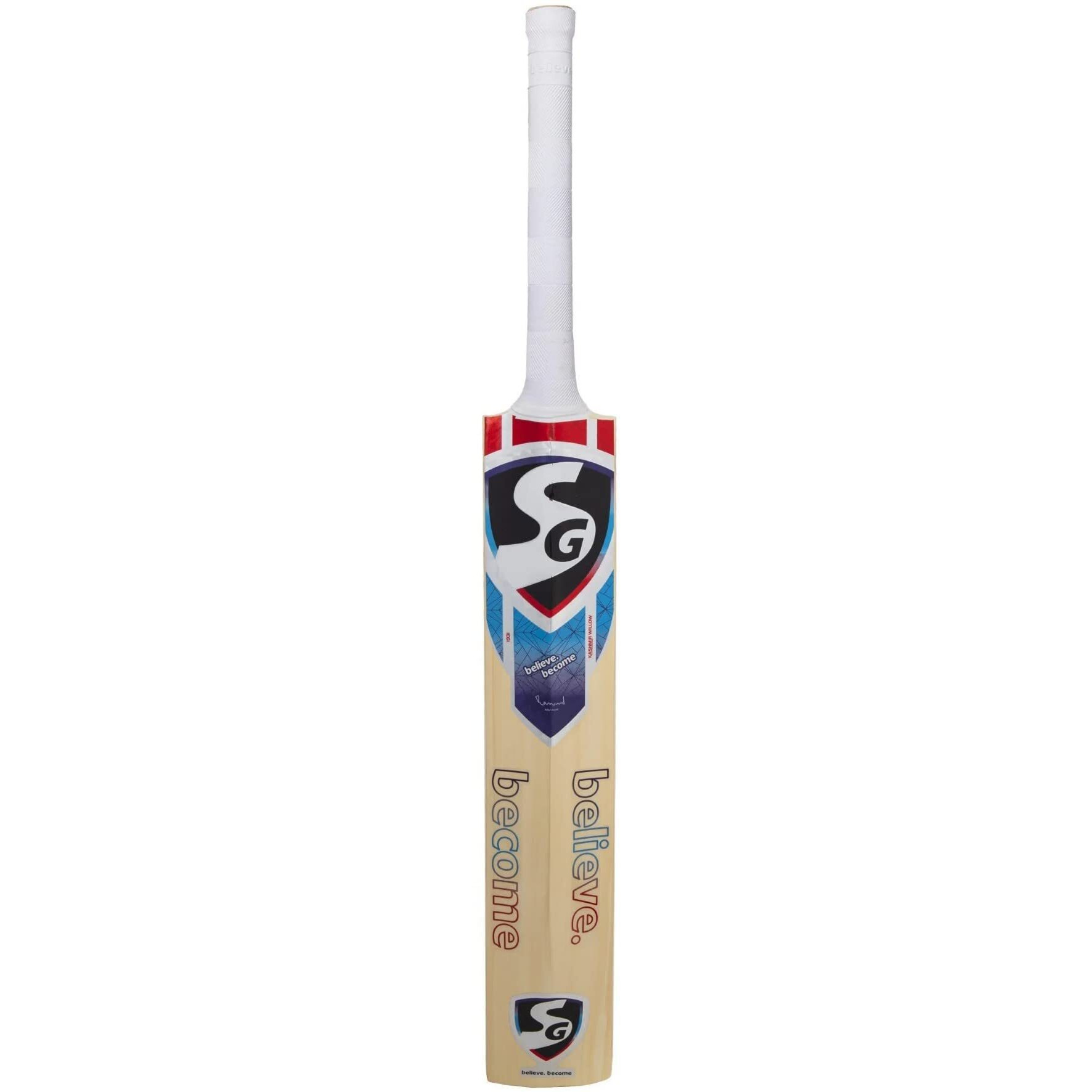 SG Max Cover Kashmir Willow Cricket Bat for Leather Ball (Beige/Red, Size Size 5)