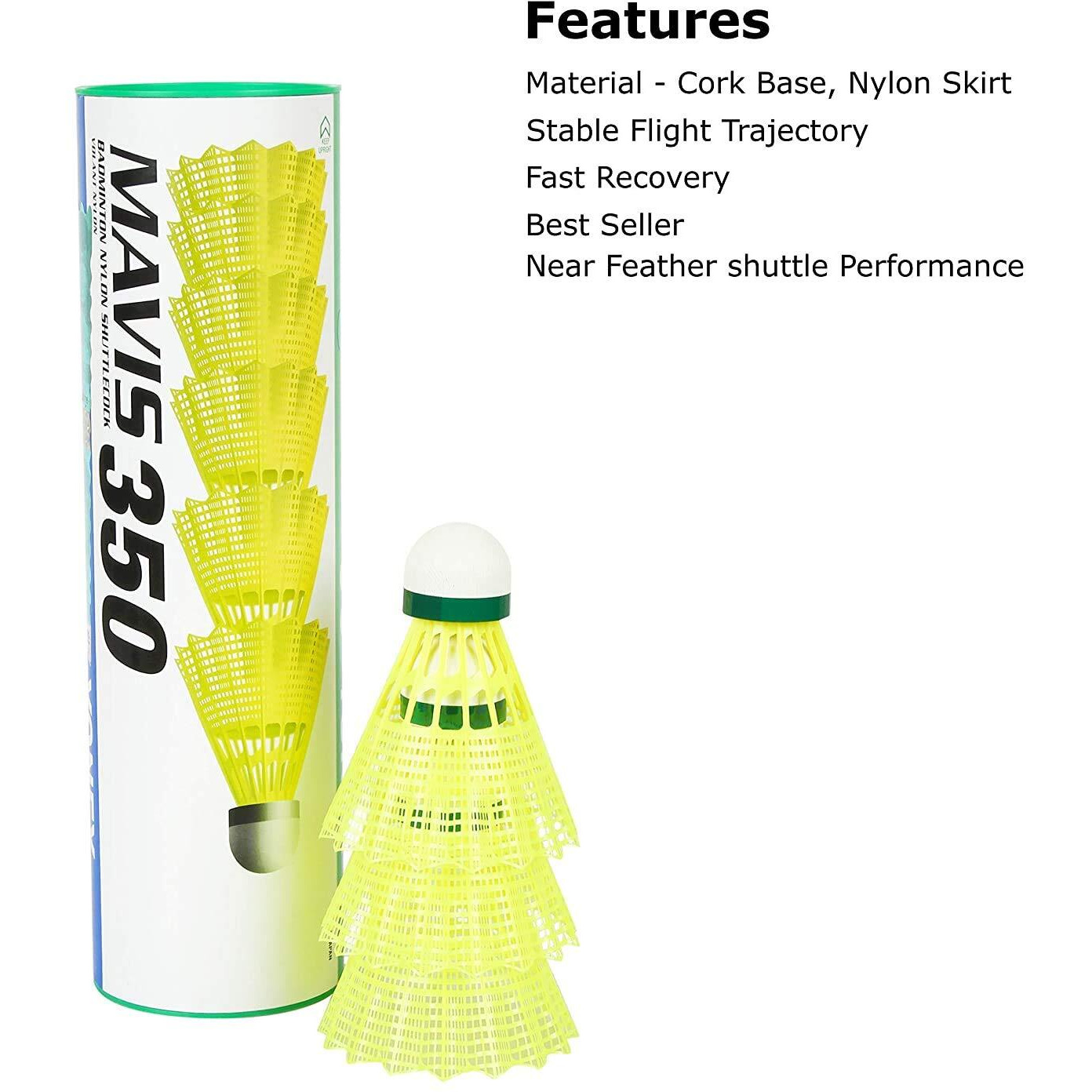 Yonex Mavis 350 Green Cap Nylon Shuttlecock (Yellow)