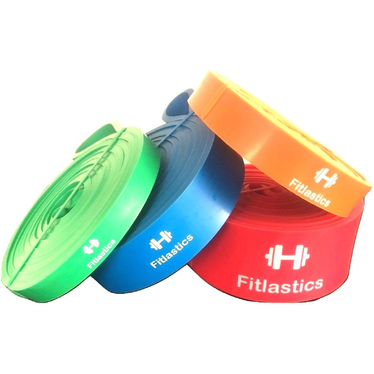 Fitlastics Resistance Loop Bands for Pullup Assist, Pilates, Yoga, Fitness Workouts for Men/Women (All 4 Bands with Door Anchor)(Material Natural Latex)