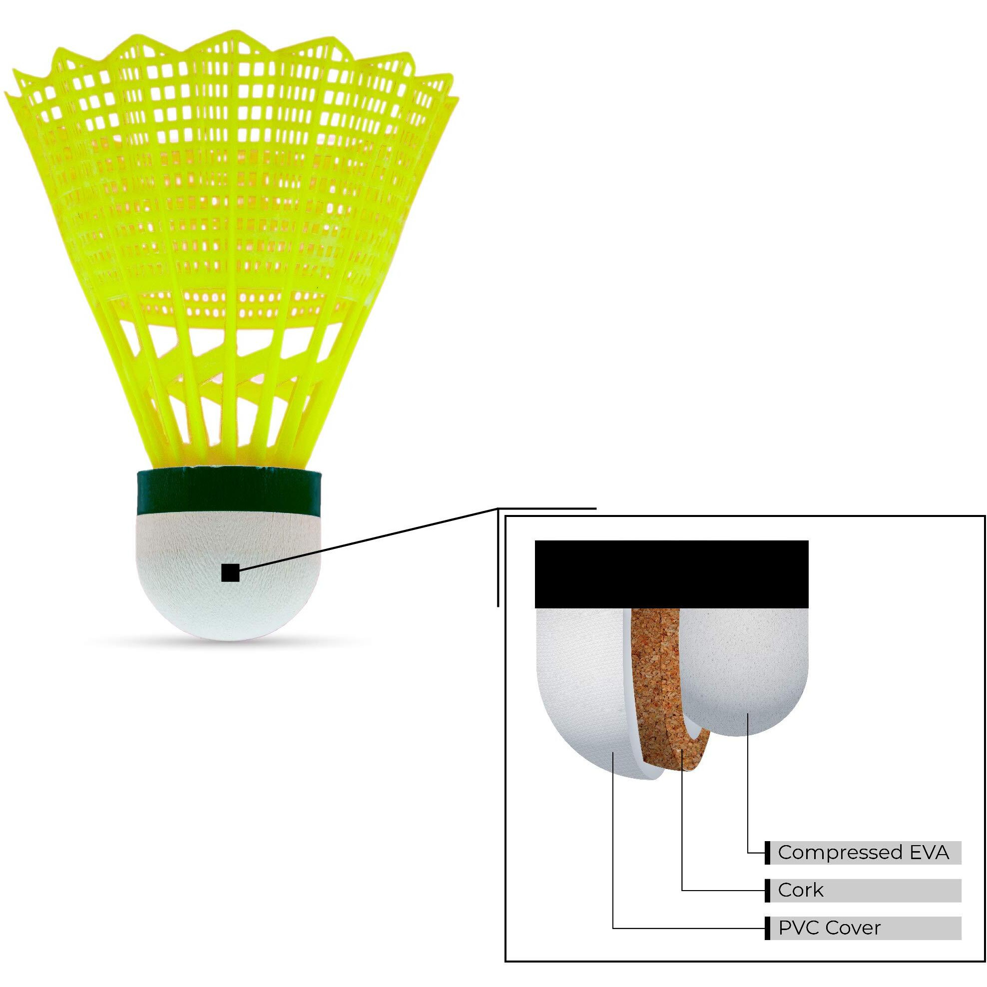 Li-Ning Swift X100 Nylon Badminton Shuttlecock (Yellow, Slow Speed) | Durable Performance | Hybrid Base Cork