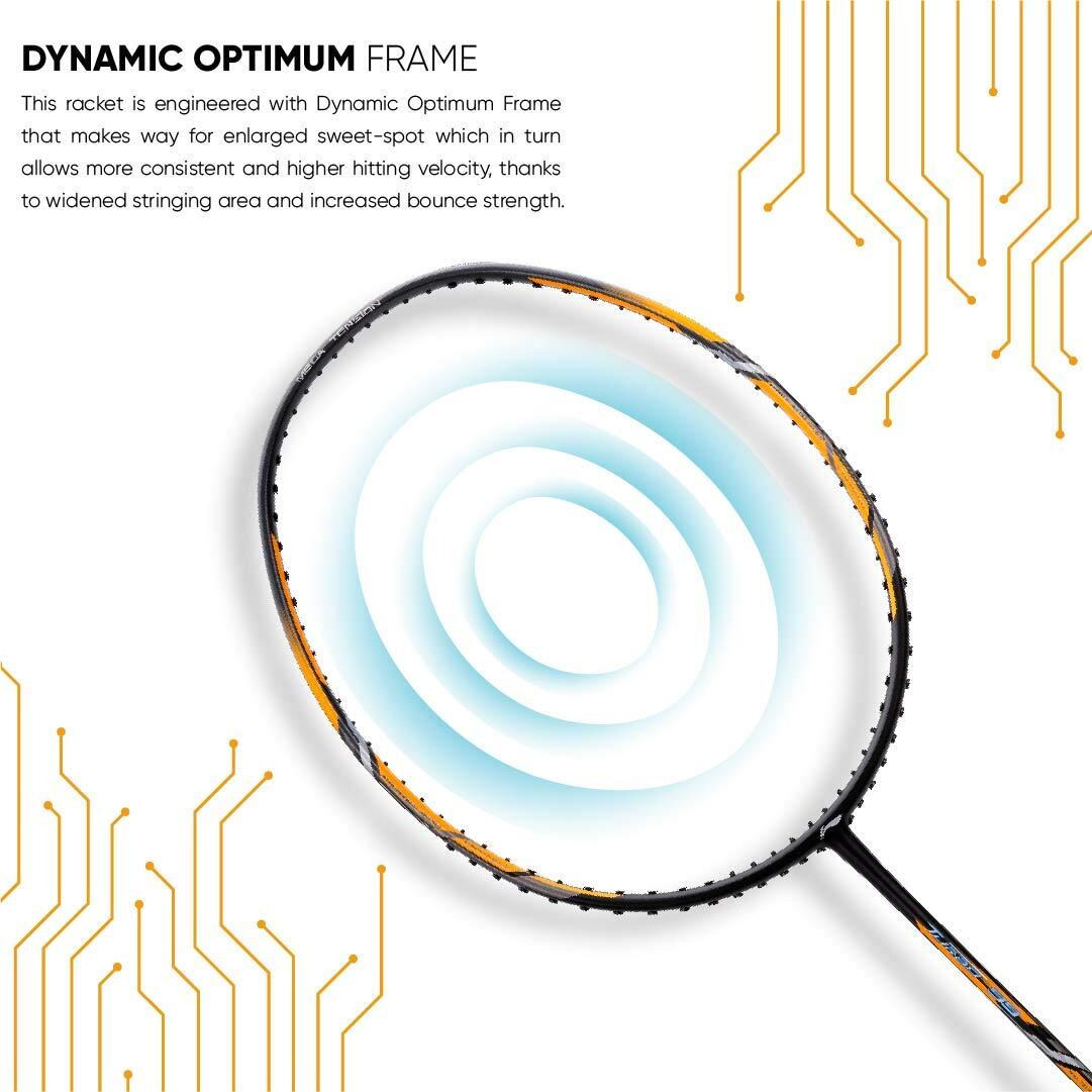 Li-Ning Turbo 99 Unstrung Carbon Fiber Badminton Racket with Full Cover (Black/Gold, Tension  Upto 30 lbs)