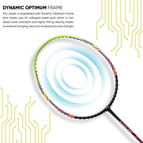 Li-Ning Turbo 99 Unstrung Carbon Fibre Badminton Racket with Full Cover (Weight 84 gm, Black/Green)