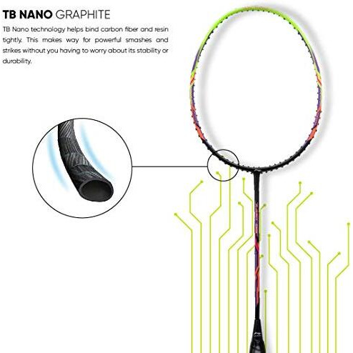 Li-Ning Turbo 99 Unstrung Carbon Fibre Badminton Racket with Full Cover (Weight 84 gm, Black/Green)