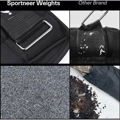 Sportneer Ankle Weights, 0.45-3.15kg Adjustable Ankle Weights Wrist Straps for Fitness, Walking, Running, Jogging, Exercise, Gym, Workout, Each 0.23-1.6 Kg, 2 Pack 0.45-3.15kg