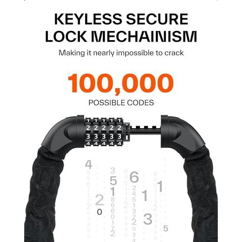 Sportneer Bicycle Chain Lock Alloy Steel 5-Digit Resettable Combination Anti-Theft Bike Metallic Locks Bike Chain Cable Locks Bicycle Lock
