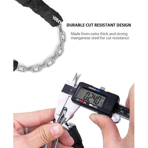 Sportneer Bicycle Chain Lock Alloy Steel 5-Digit Resettable Combination Anti-Theft Bike Metallic Locks Bike Chain Cable Locks Bicycle Lock