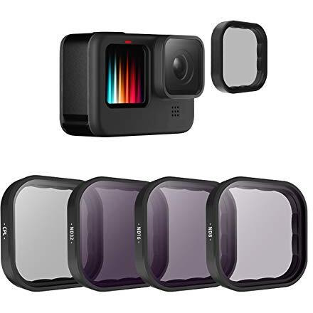TELESIN 4-Pack Lens Filter CPL ND8 ND16 ND32 Compatible for GoPro Hero 10/9 Black, Neutral Density and Polarizing Lens Filter Kit Lens Protector for Go Pro 10/9 Accessories