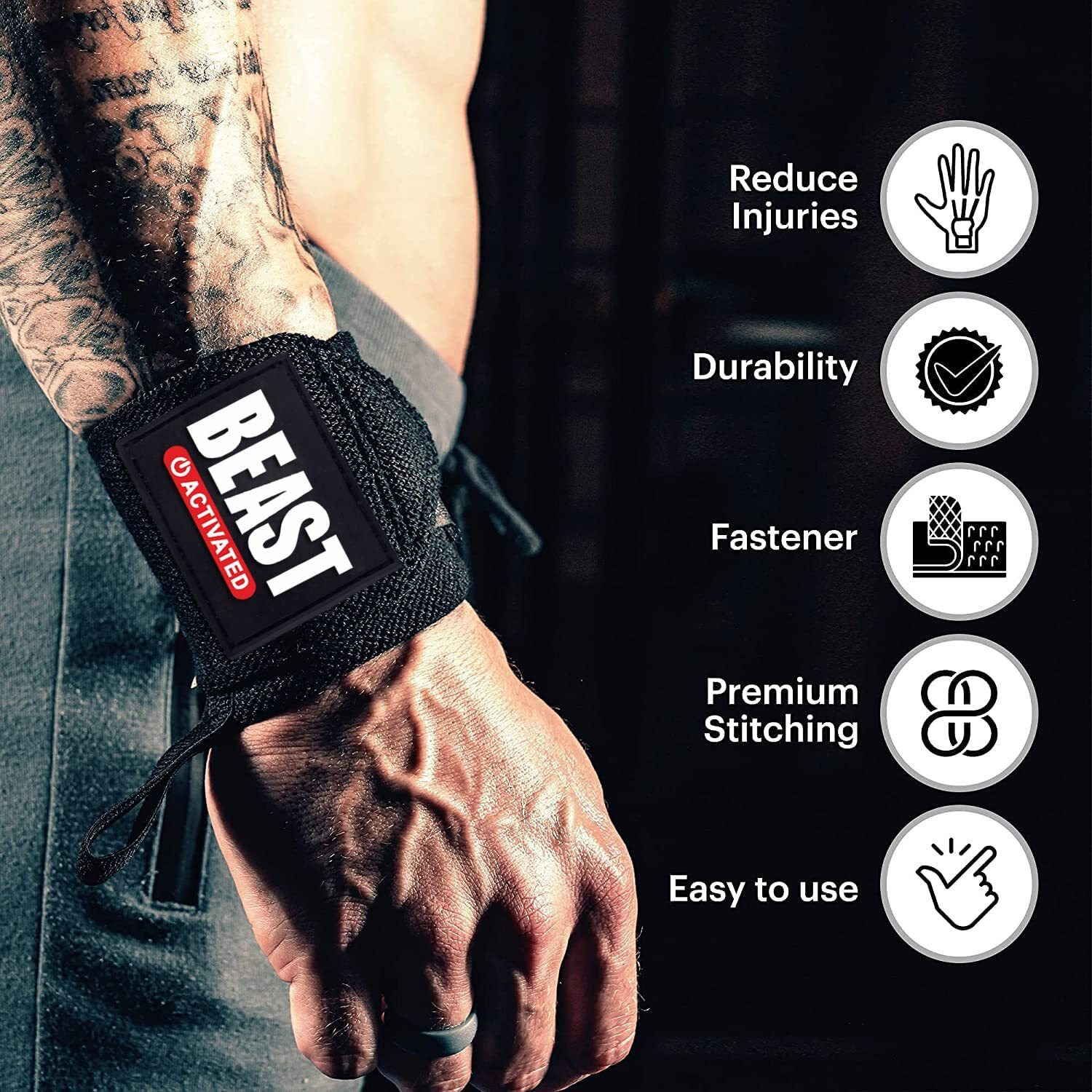 EasyHealth Wrist Supporter for Gym Wrist Band for Men Gym Hand Band for Weight Lifting Straps Wrist Support for Men and Women