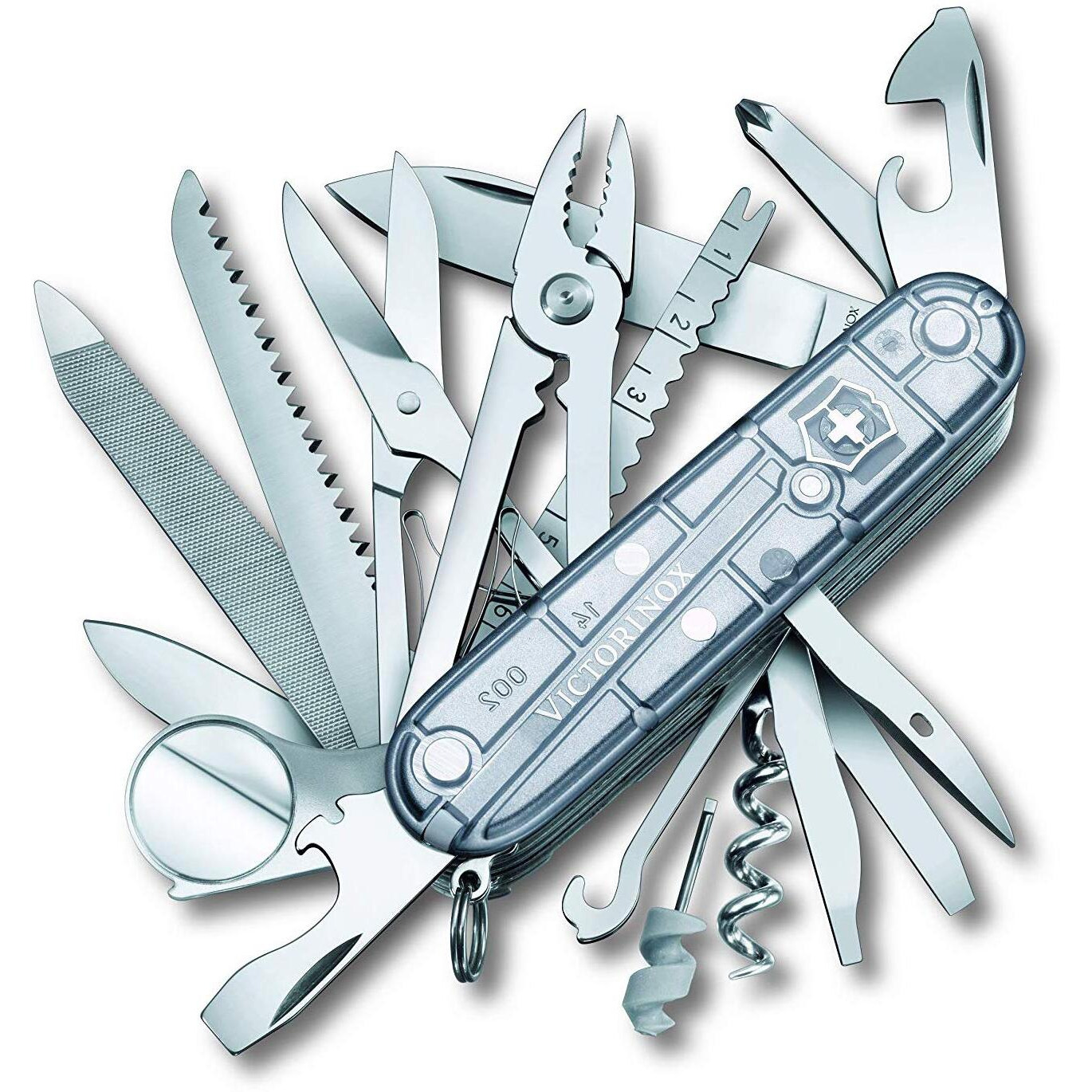 Victorinox Swiss Army Knife - Swiss Champ - Multi-utility Tool with 31 Functions Including a Pair of Scissors and Screwdriver - Grey, 91 mm, Silver