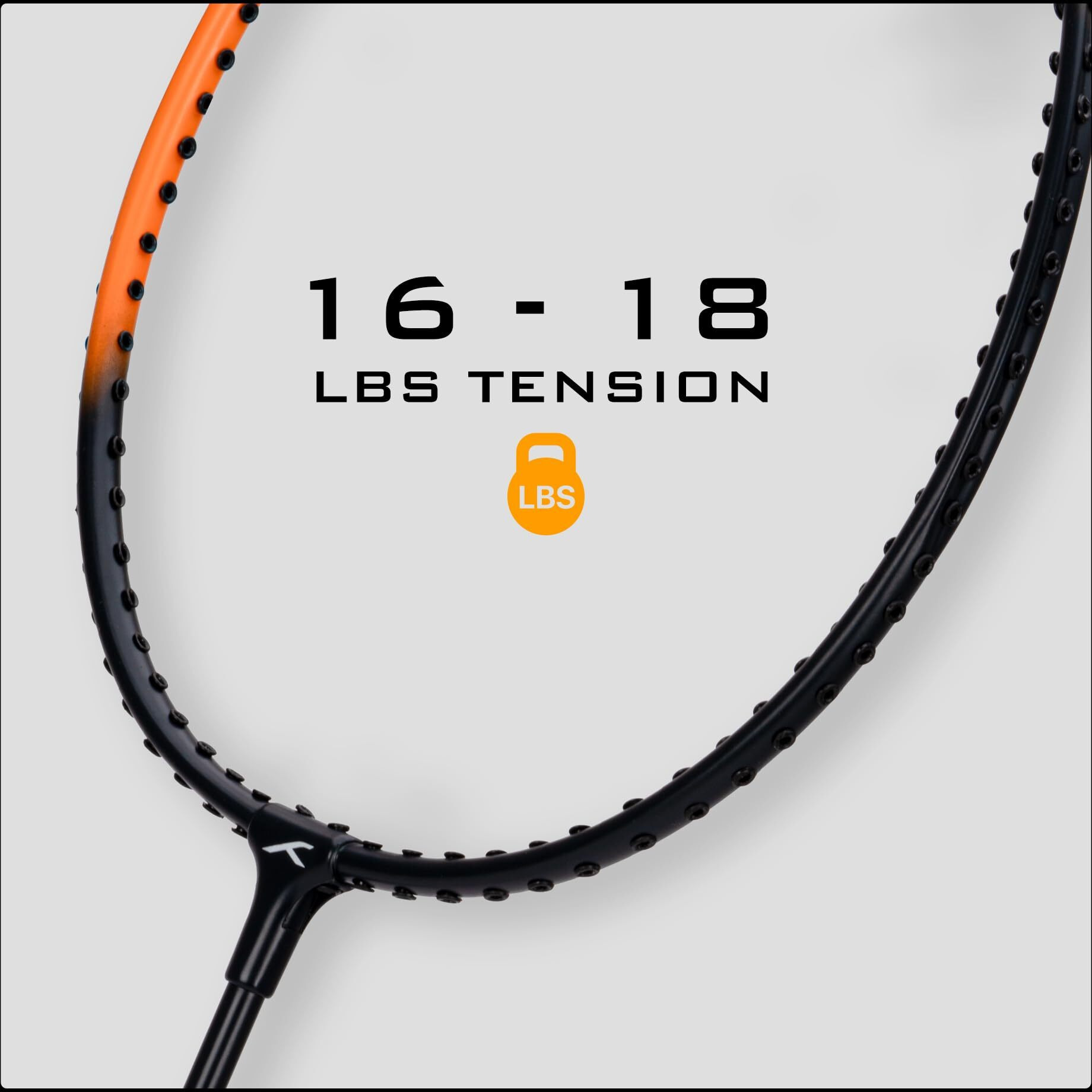 HUNDRED Aluminium Powertek 100 (Set of 2) Badminton Racket with Full Cover (115G, Black/Orange)