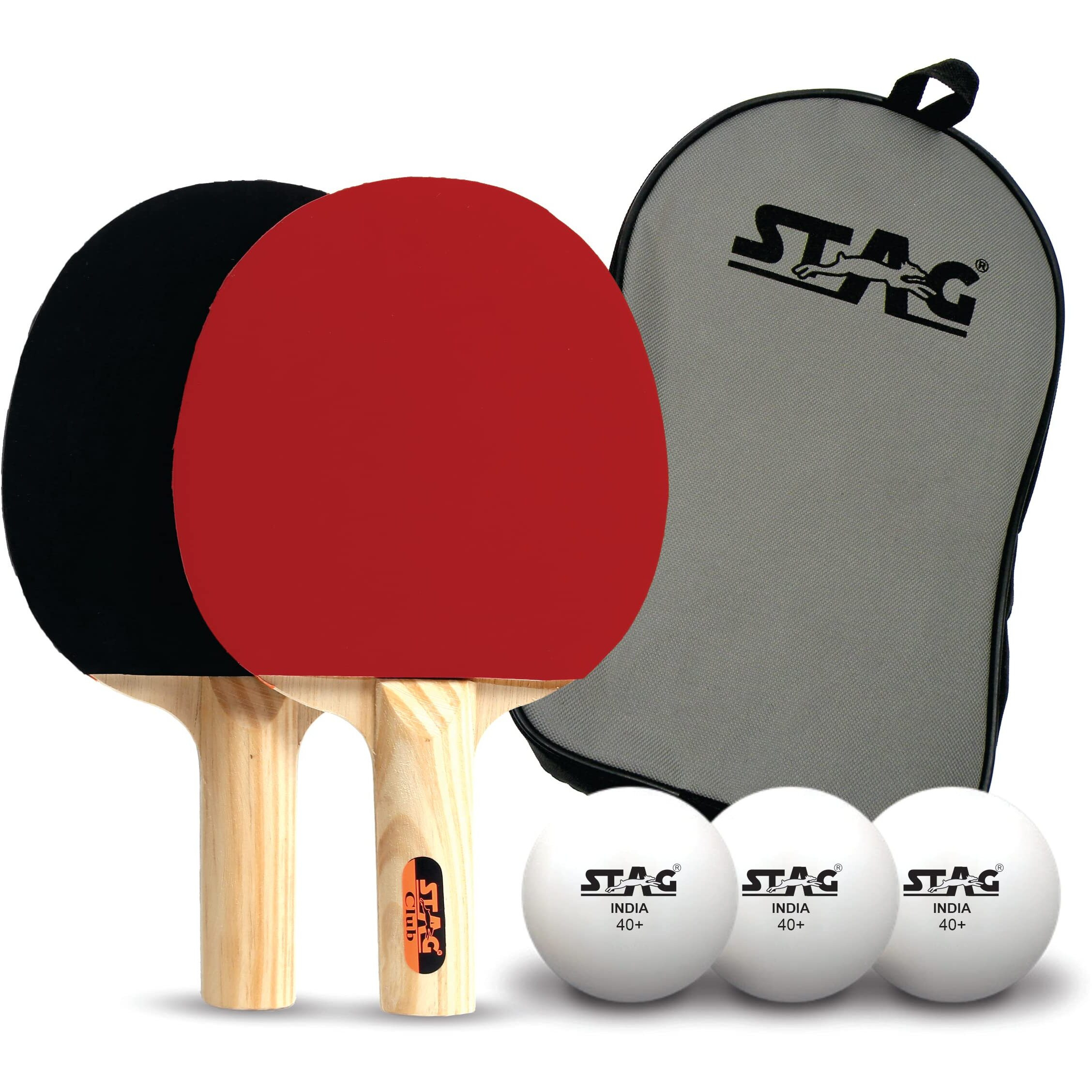 STAG Club Table Tennis Playset | 2 Racquets & 3 Balls (White), Model Club-Set WH