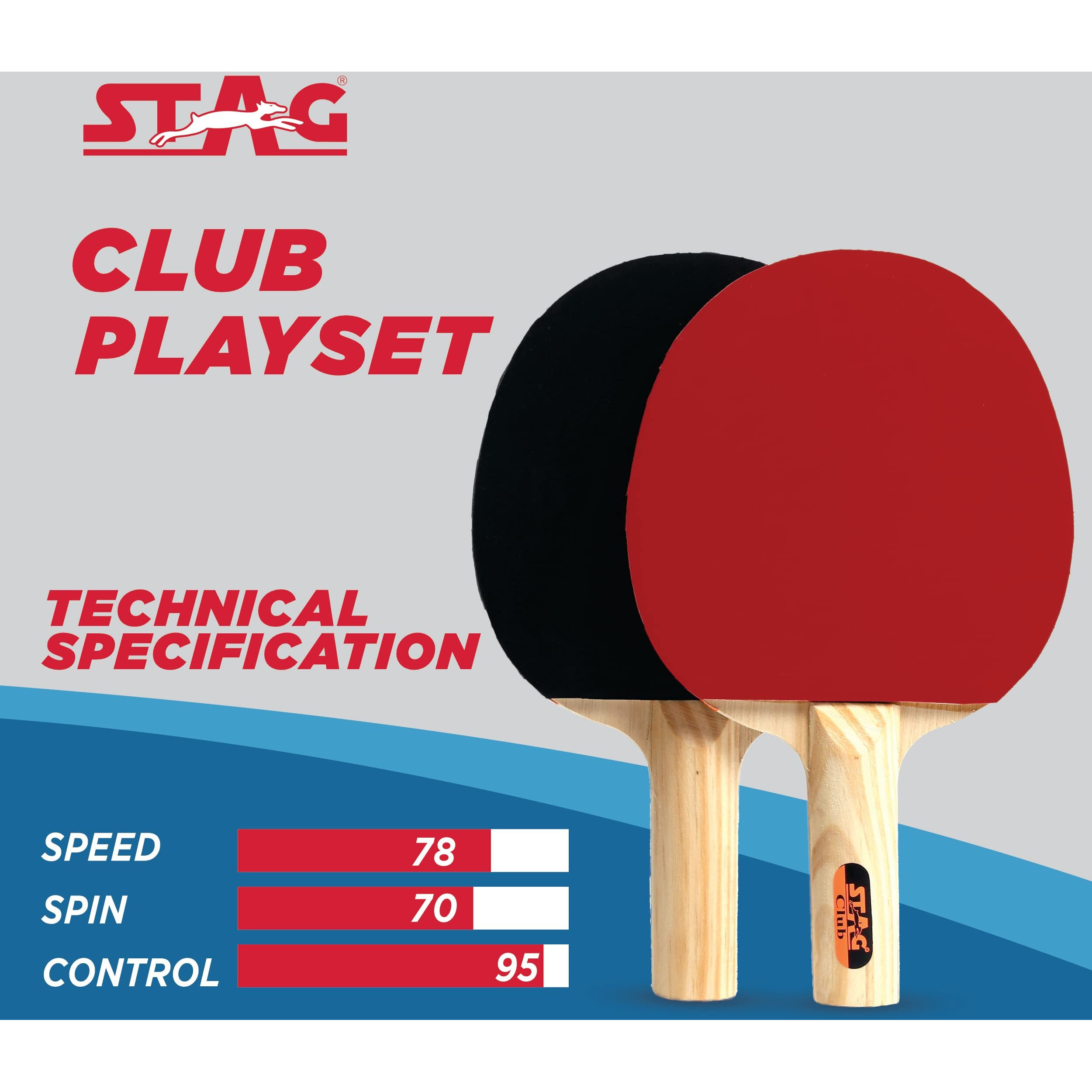 STAG Club Table Tennis Playset | 2 Racquets & 3 Balls (White), Model Club-Set WH