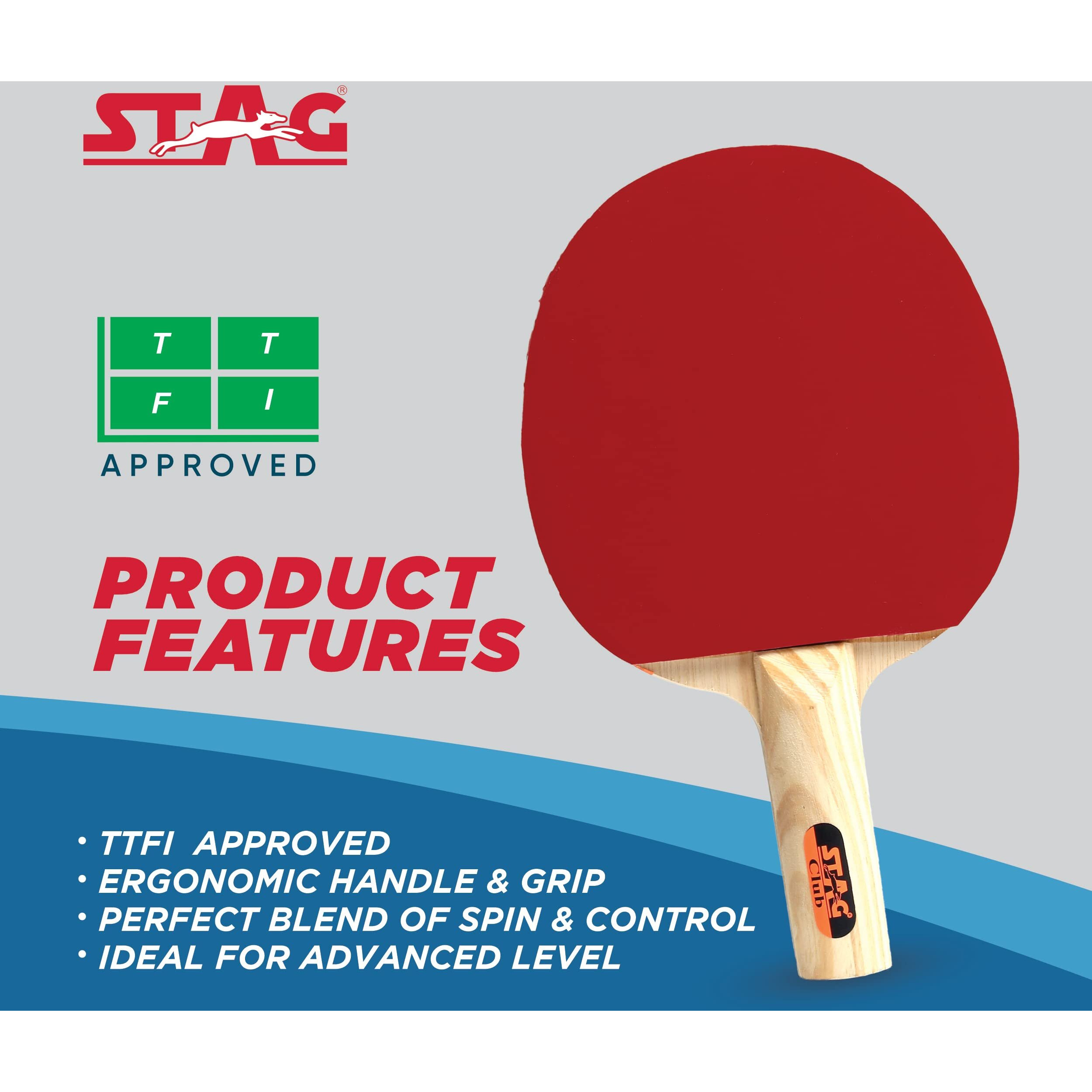 STAG Club Table Tennis Playset | 2 Racquets & 3 Balls (White), Model Club-Set WH