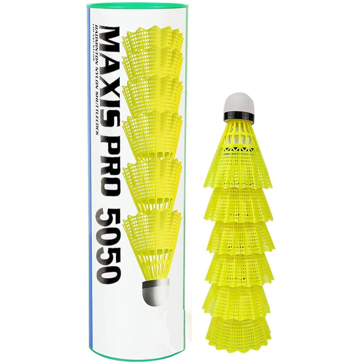 Strauss Maxis Pro Nylon Shuttlecock | Stable Flight, Fast Recovery & Near Feather Shuttle Performance | Badminton Shuttlecock for Boys and Girls | Medium Speed, Durable & Less Frequent Replacement | Indoor Outdoor Badminton Sports Shuttle (Pack of 6),(Green)