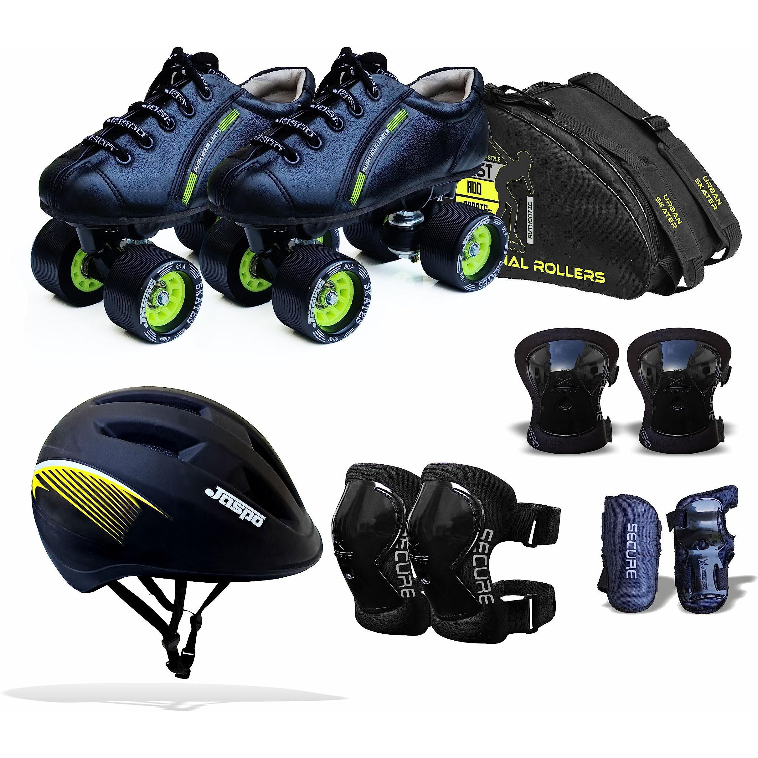 Jaspo Torque Pro Shoe Skate Combo(Shoe Skates+ Helmet+Knee+Elbow+Wrist+Bag) (SIZE-13 UK Junior (Age 6-7 yrs), Torque PRO)