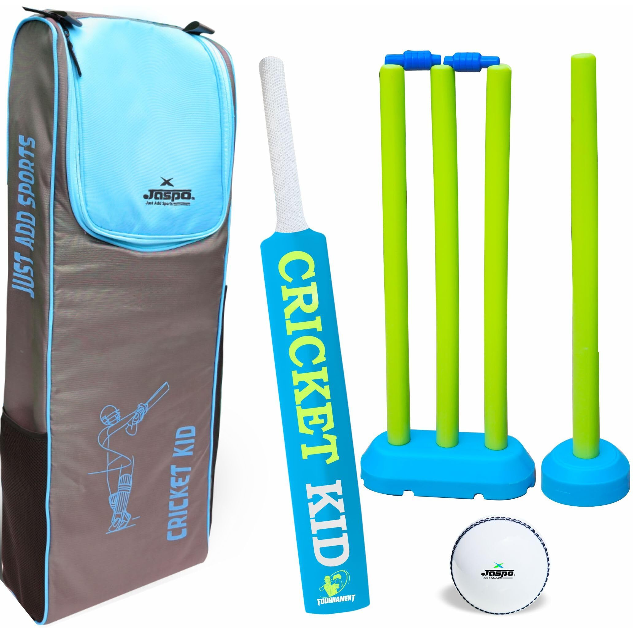Jaspo Cricket-Kid Complete Cricket Set, Kids Perfect Introduction To Cricket, Young Players,Plastic Bat, Practice & Initial Training Of Beginners & Learners (Size-3 (Age 5 To 10 Yrs)) - Multicolor