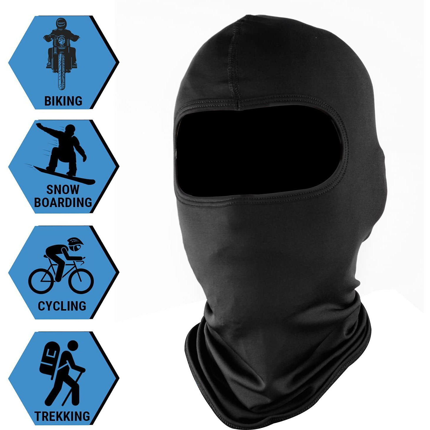Steelbird Soft Lycra Balaclava Most Suitable for Motorcycling, Running, Sports, Head and Face Cover (Black)
