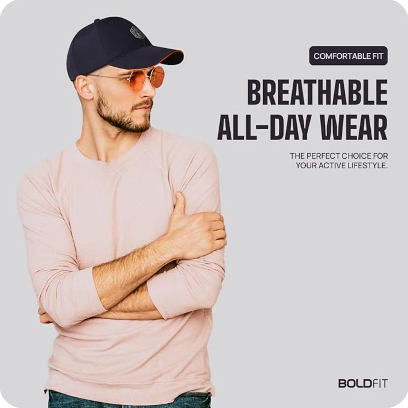 Boldfit Head Caps for Men Unisex Mens Caps with Adjustable Strap in Summer for Men Caps Men for All Sports Cap For Girls caps Gym Caps for Men Women Cap Sports Caps for Men with Airholes - Blue
