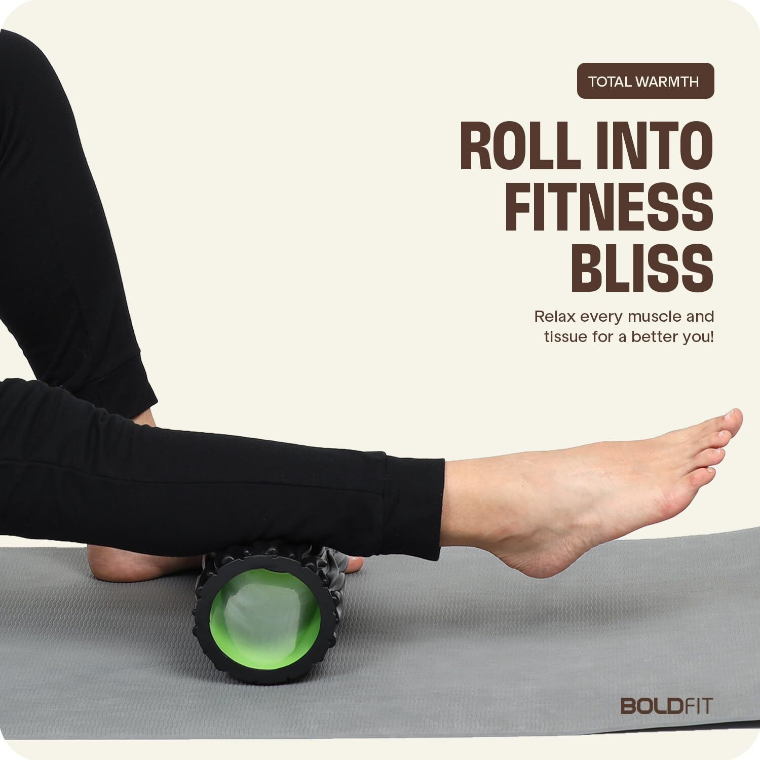Boldfit Foam Roller for Back Pain, Deep Tissue Massage and Body Pain High Density Foam Roller for Exercise Gym, Home Back Roller for Muscle Recovery Massage Roller for Stretching, Yoga -Prime, 33Cms