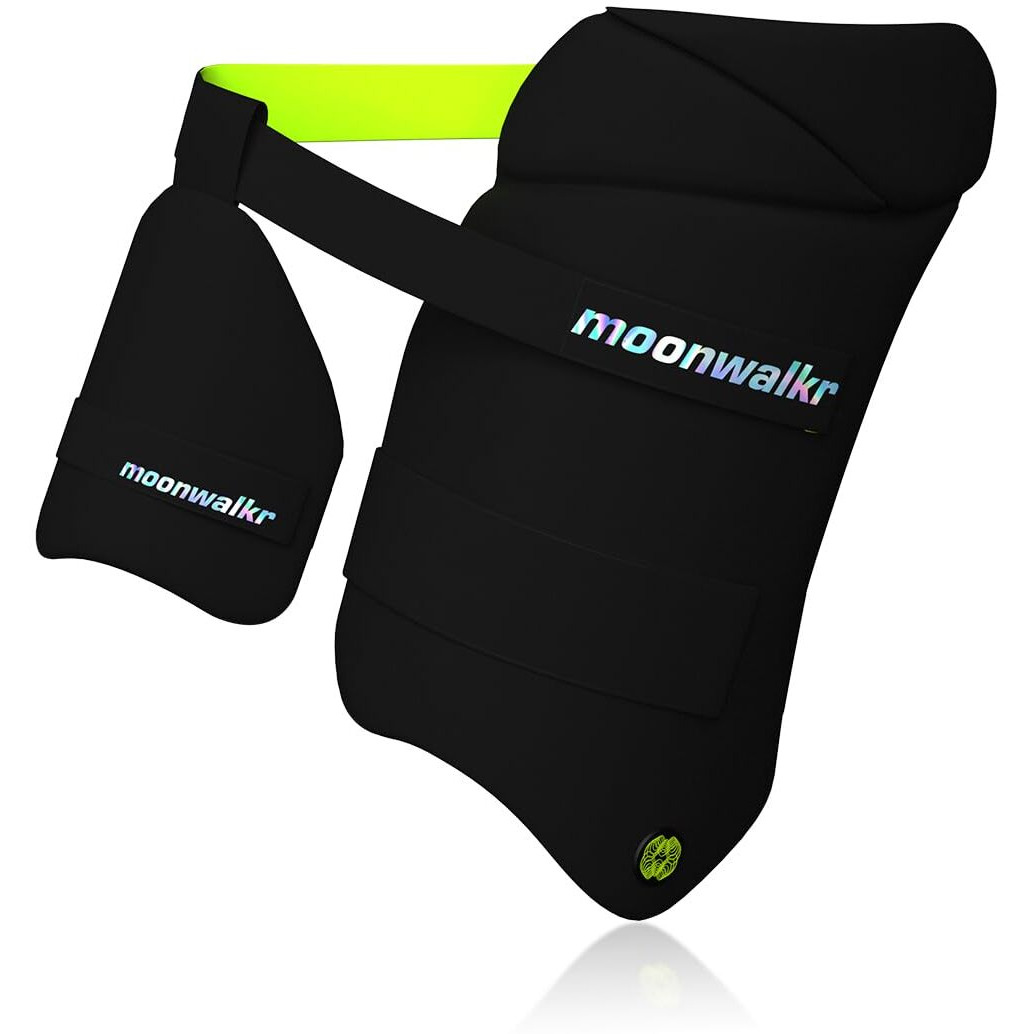 moonwalkr Thigh Guard 2.0 Protective Gear for Batters Height (63- 66) Cricket Thigh Pad Cricket Accessories & Equipment Safeguarding Both Your Outer and Inner Thighs White (X-Large, Right Hand)
