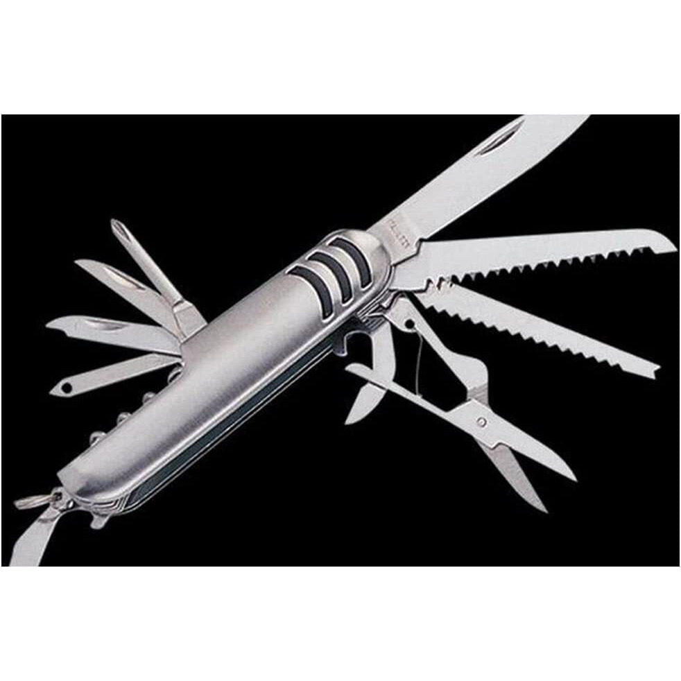 WESTONWINGS Multi Function Pocket Tools Chest Knife Stainless Steel with 8 Features Small Knife, Scissors, Bottle Opener, can Opener, Phillips Screwdriver, Nail Filer, Wine Opener, Keyring