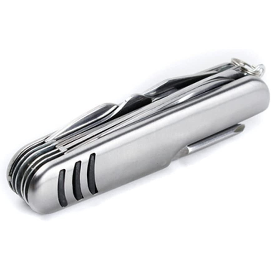 WESTONWINGS Multi Function Pocket Tools Chest Knife Stainless Steel with 8 Features Small Knife, Scissors, Bottle Opener, can Opener, Phillips Screwdriver, Nail Filer, Wine Opener, Keyring