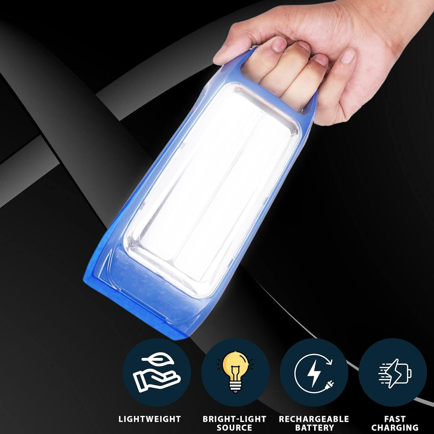 Gesto 20W Emergency Lights Rechargable Portable Led Light - Laltern Lamps Upto 8 Hrs Backup | Wall Hanging Rechargeable Battery Charging Light | Rechargeable Torch light for Trekking,Camping Light