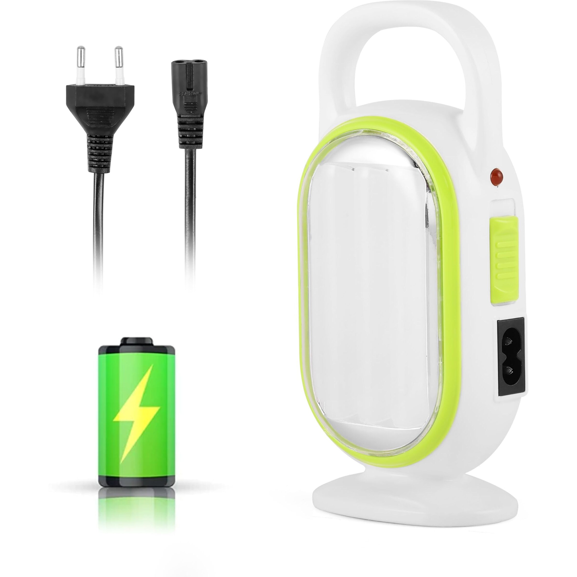 Gesto 8W Emergency Lights Rechargable Portable Led Light - Laltern Lamps Upto 4 Hrs Backup|Wall Hanging Rechargeable Battery Charging Light|Rechargeable Torch Light For Trekking,Camping Light,White
